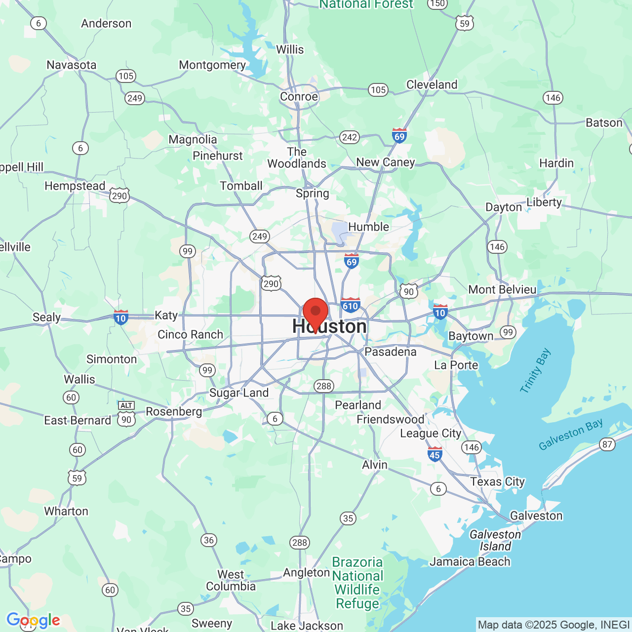 Google map image of our location in 3005 Huldy St Houston, TX